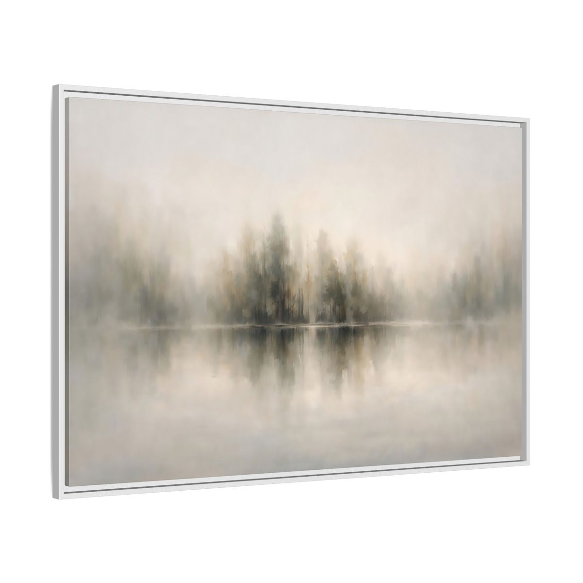 Side Mockup 7. Nature Misty Forest Neutral Landscape shown as stretched canvas wall art