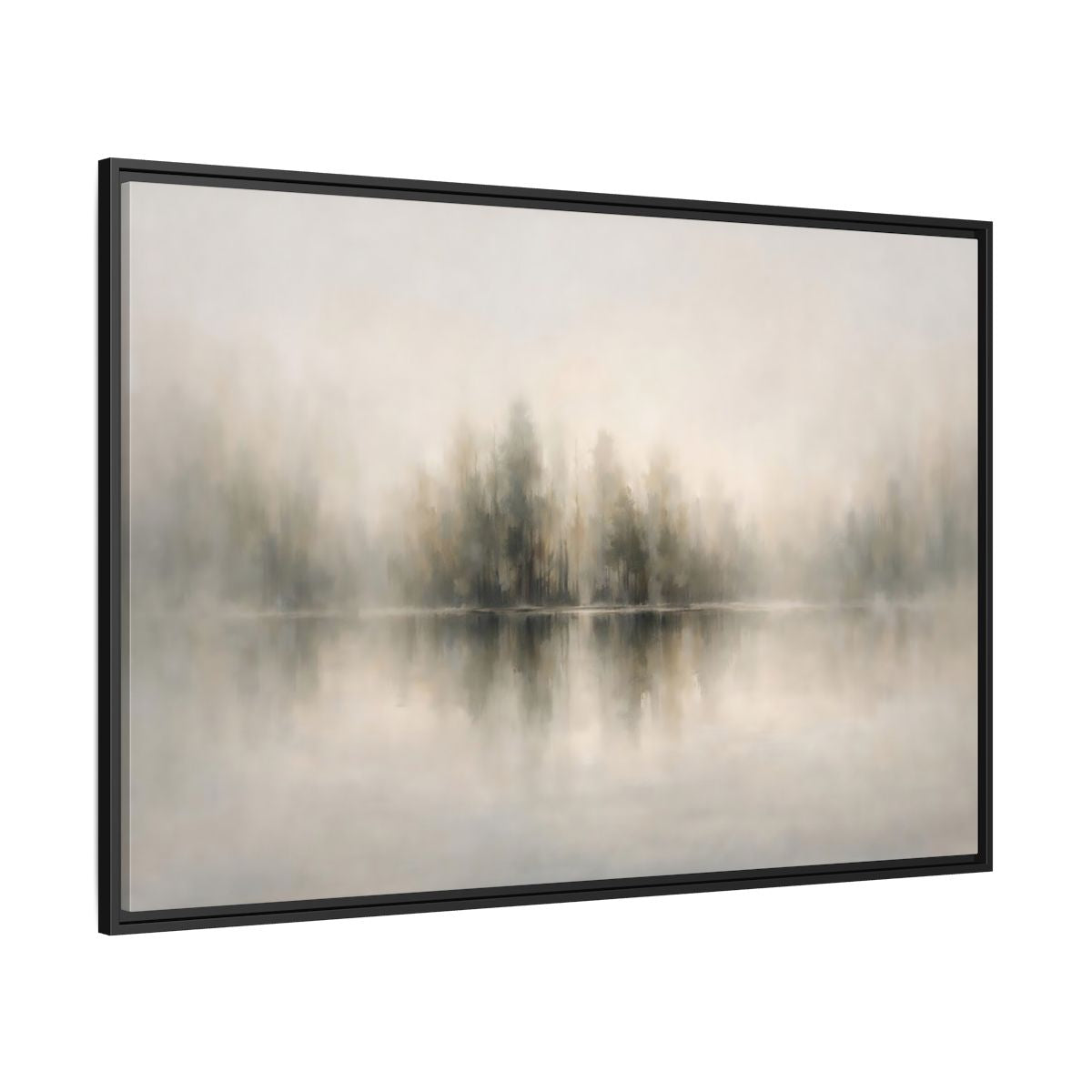 Side Mockup 12. Nature Misty Forest Neutral Landscape shown as stretched canvas wall art