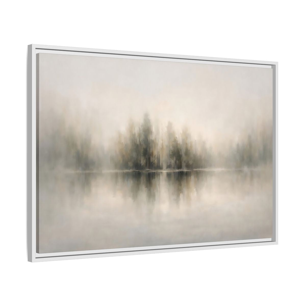Side Mockup 8. Nature Misty Forest Neutral Landscape shown as stretched canvas wall art