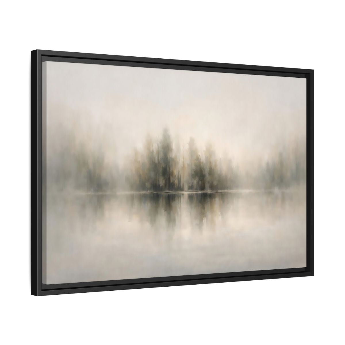 Side Mockup 14. Nature Misty Forest Neutral Landscape shown as stretched canvas wall art