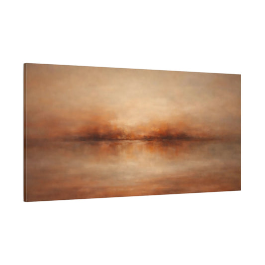 Main Mockup. Nature Misty Horizon Brown And Orange shown as stretched canvas wall art