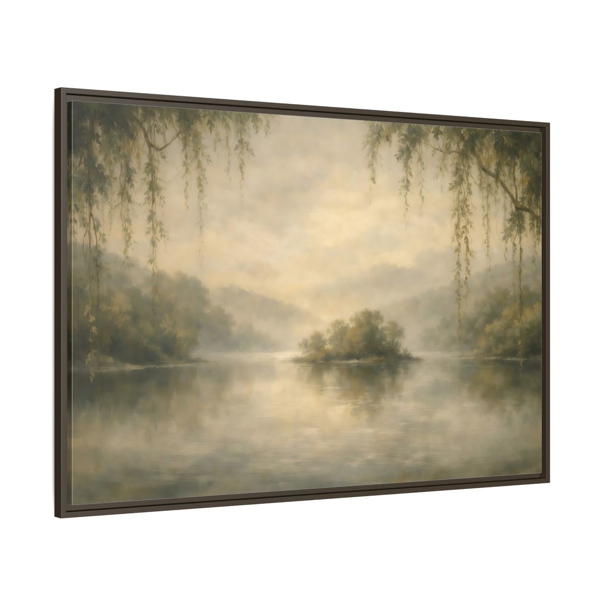 Main Mockup. Nature Misty Lake Misty Landscape shown as stretched canvas wall art