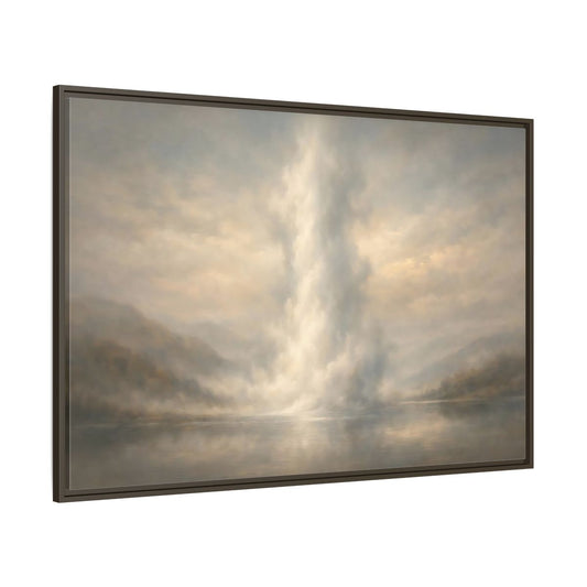 Main Mockup. Nature Misty Lake Misty Landscape shown as stretched canvas wall art