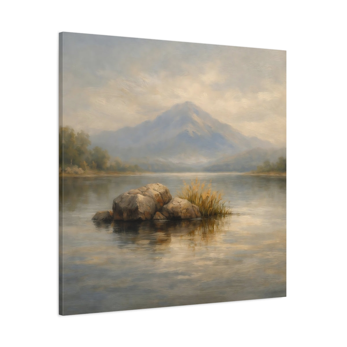 Main Mockup. Nature Misty Lake Misty Landscape shown as stretched canvas wall art