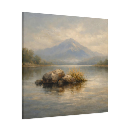 Main Mockup. Nature Misty Lake Misty Landscape shown as stretched canvas wall art