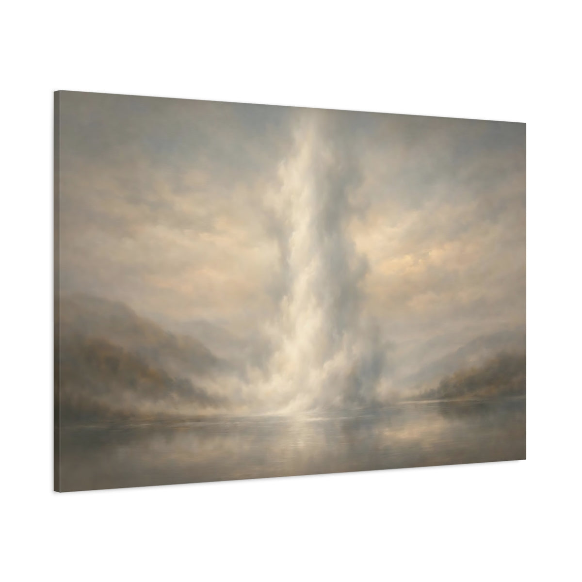 Main Mockup. Nature Misty Lake Misty Landscape shown as stretched canvas wall art