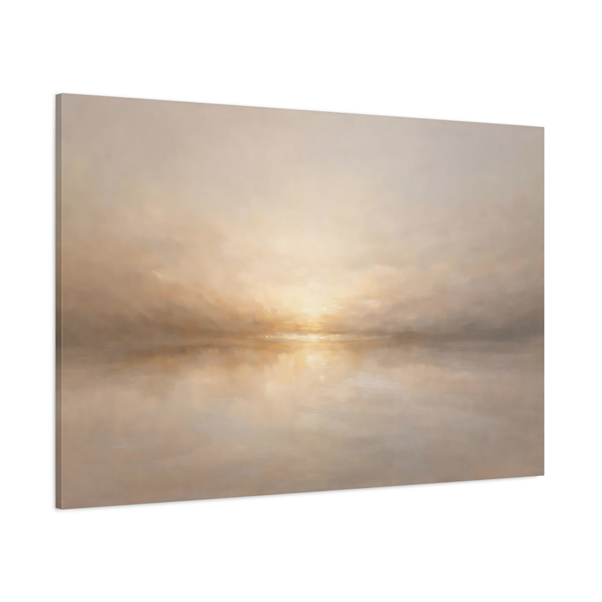Main Mockup. Nature Misty Landscape Beige Landscape shown as stretched canvas wall art