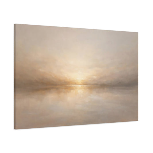 Main Mockup. Nature Misty Landscape Beige Landscape shown as stretched canvas wall art