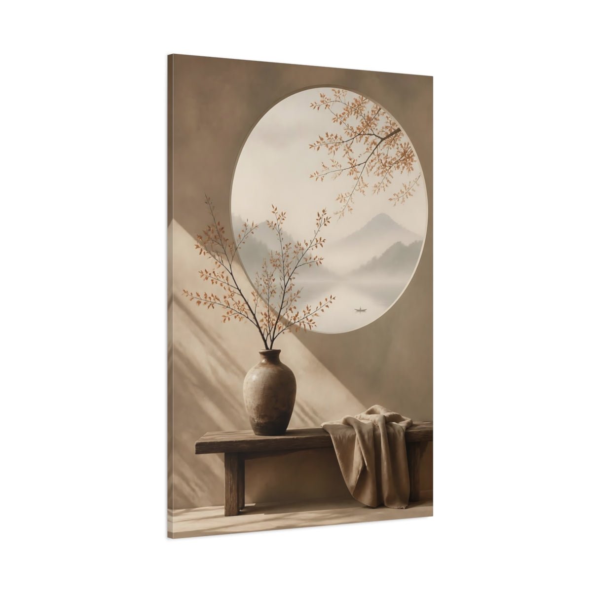 Nature Misty Landscape Brown And Beige Canvas Wall Art Print – Living Room Decor, Above Console Table - YesArtYes