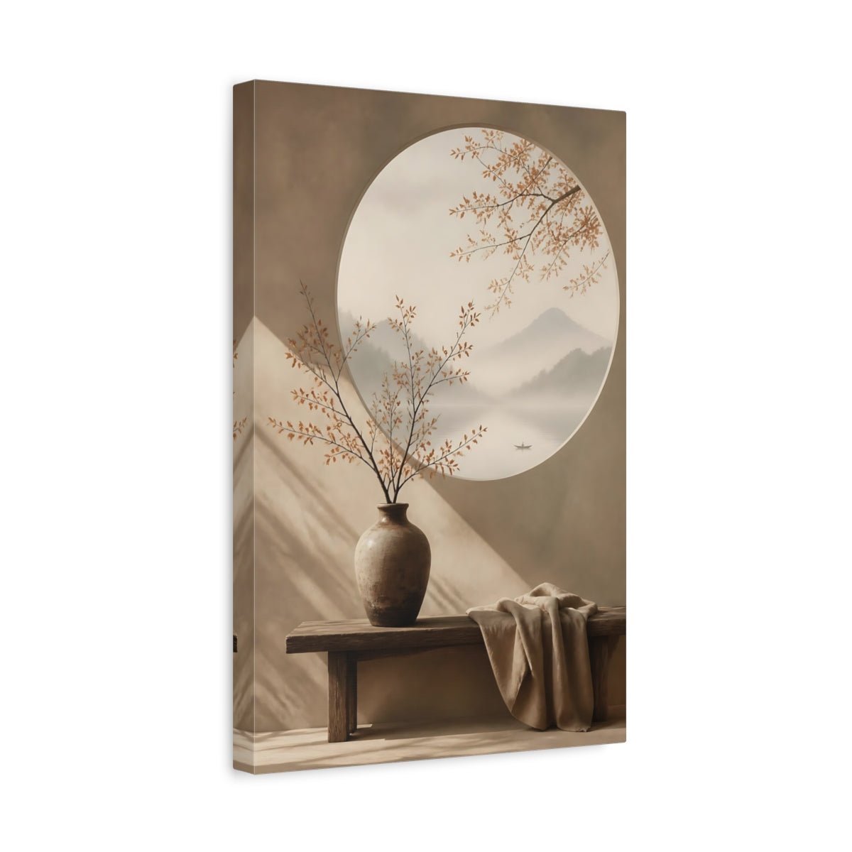 Nature Misty Landscape Brown And Beige Canvas Wall Art Print – Living Room Decor, Above Console Table - YesArtYes