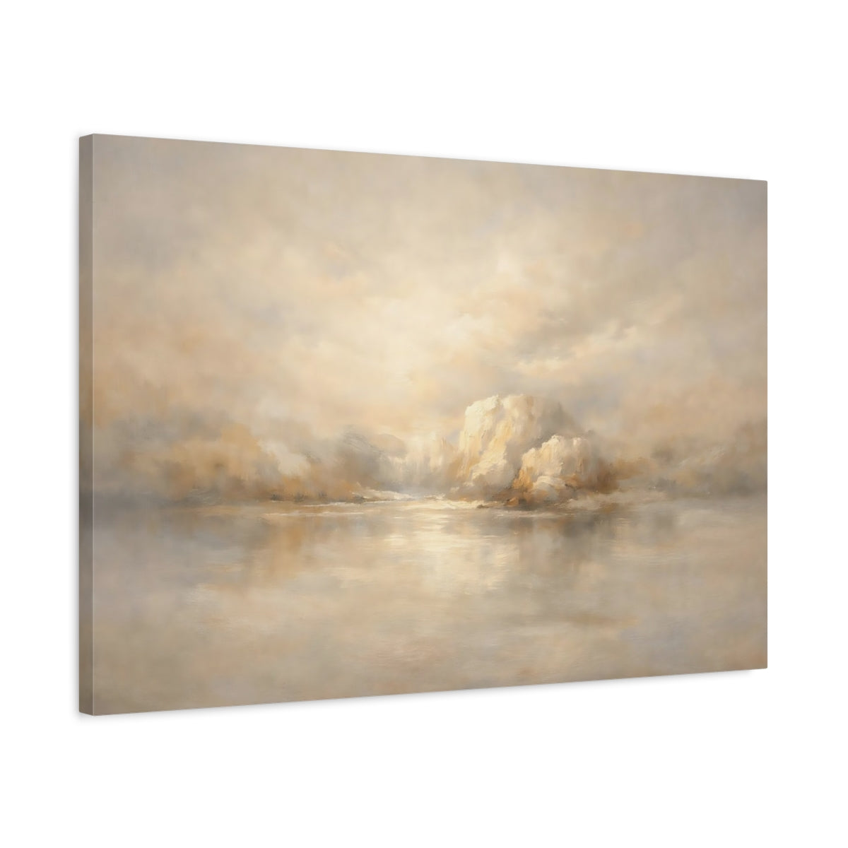 Side Mockup 2. Nature Misty Landscape Misty Landscape shown as stretched canvas wall art