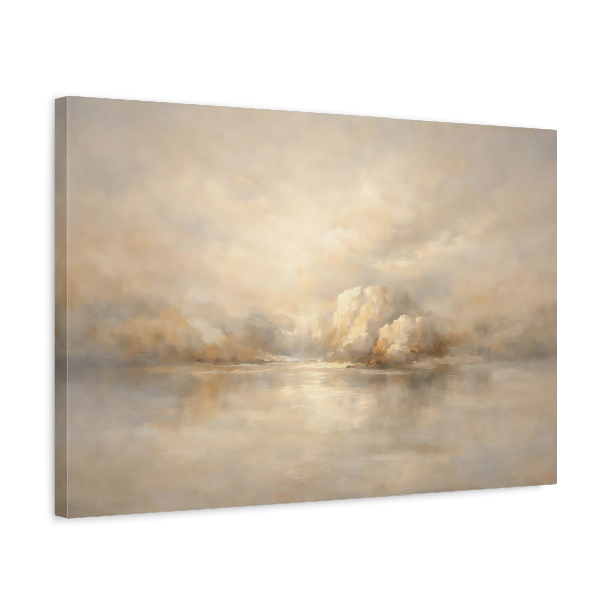 Side Mockup 3. Nature Misty Landscape Misty Landscape shown as stretched canvas wall art