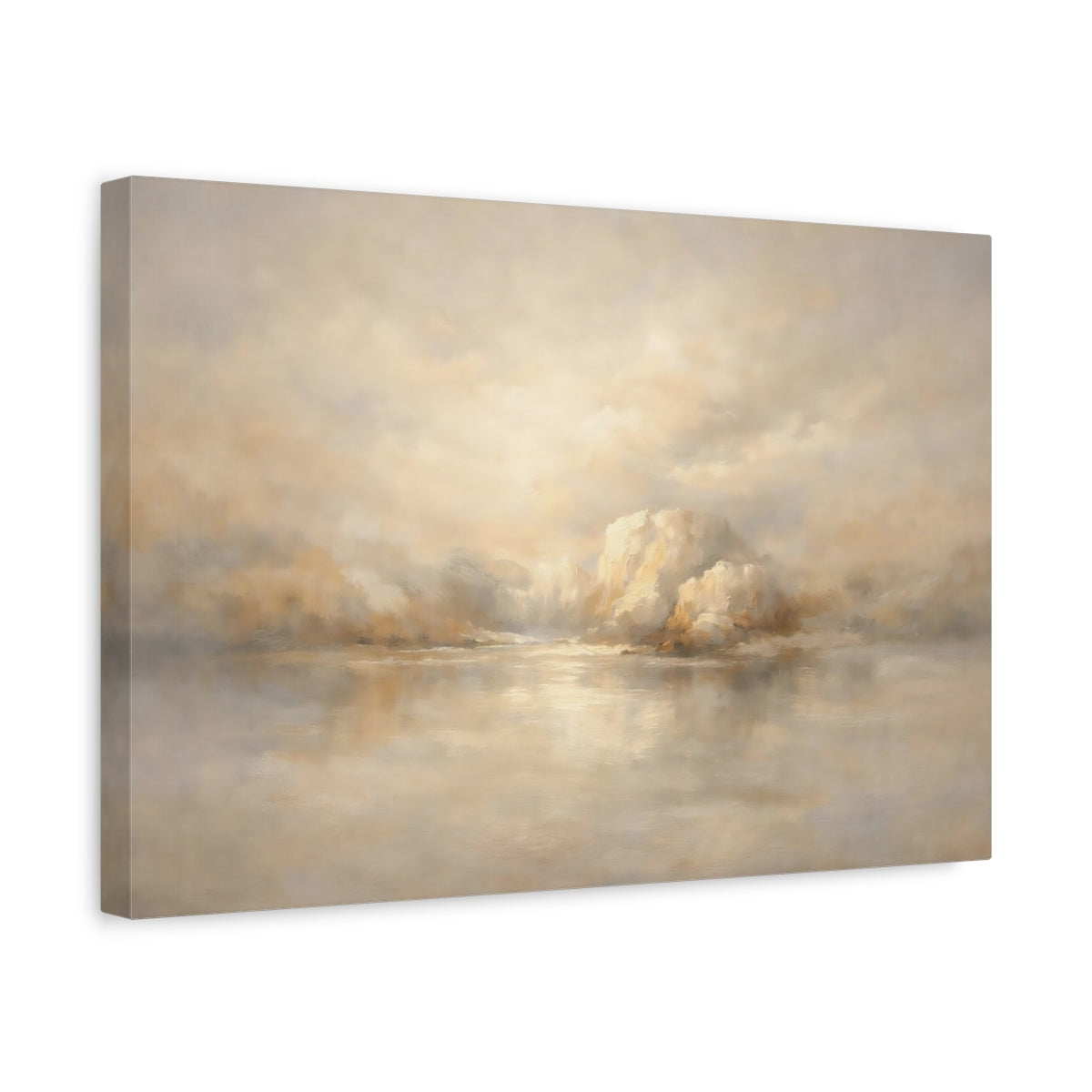 Side Mockup 4. Nature Misty Landscape Misty Landscape shown as stretched canvas wall art