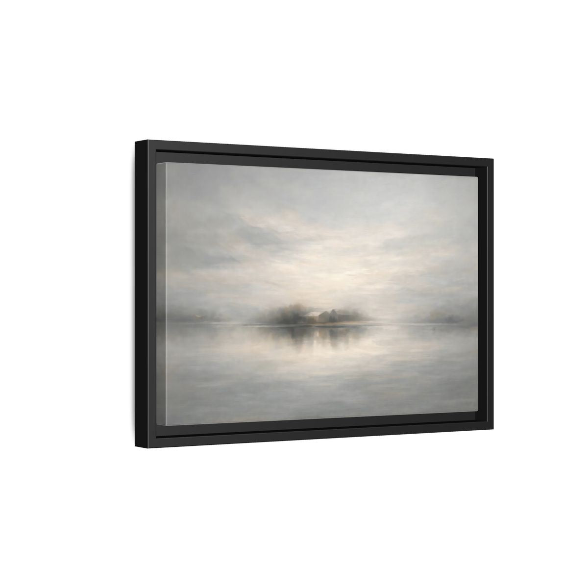 Side Mockup 6. Nature Misty Landscape Misty Gray Landscape shown as stretched canvas wall art