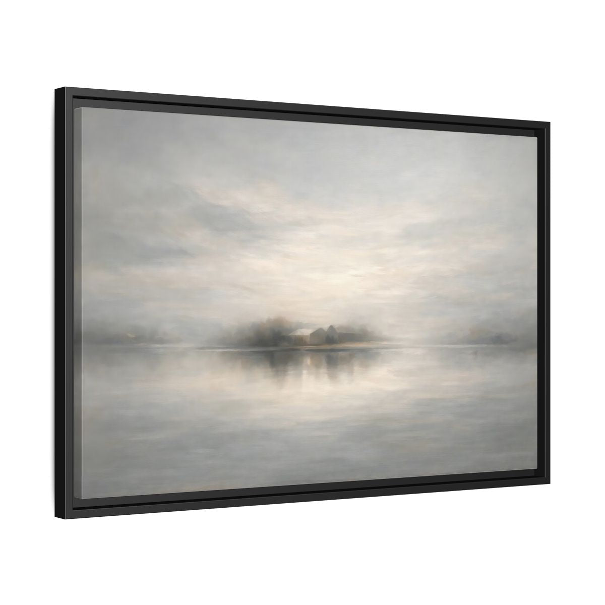 Side Mockup 14. Nature Misty Landscape Misty Gray Landscape shown as stretched canvas wall art