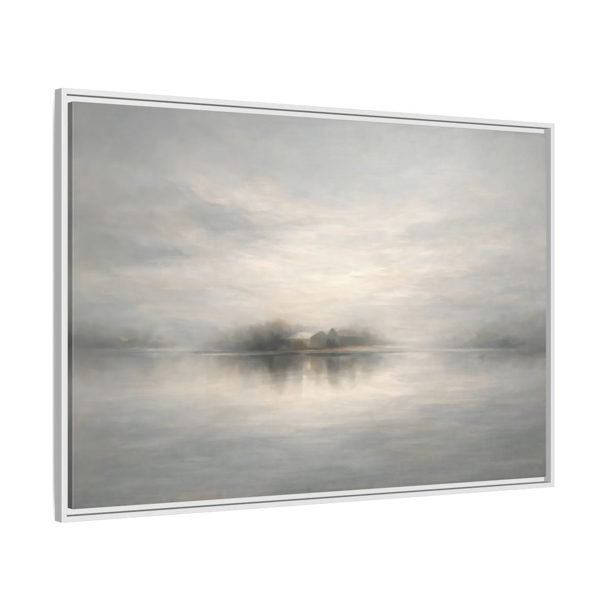 Side Mockup 7. Nature Misty Landscape Misty Gray Landscape shown as stretched canvas wall art