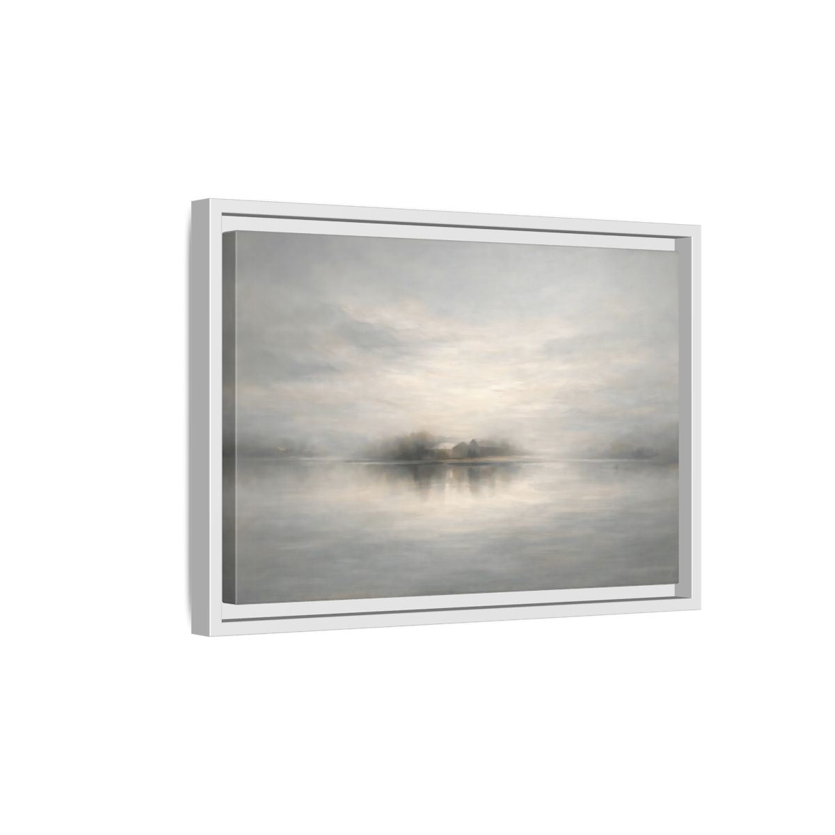 Side Mockup 4. Nature Misty Landscape Misty Gray Landscape shown as stretched canvas wall art