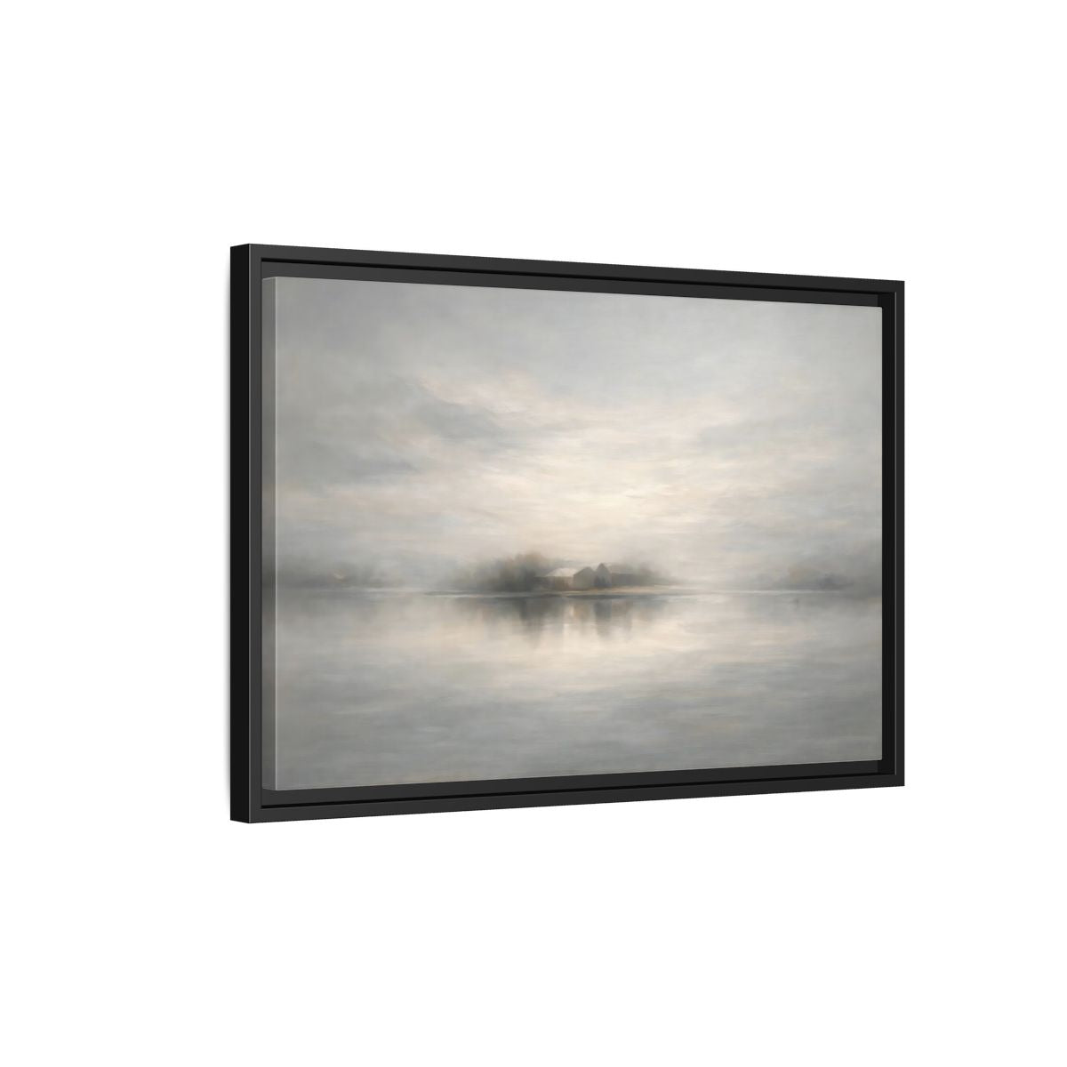 Side Mockup 3. Nature Misty Landscape Misty Gray Landscape shown as stretched canvas wall art