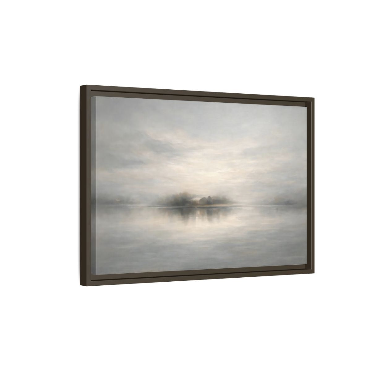 Side Mockup 2. Nature Misty Landscape Misty Gray Landscape shown as stretched canvas wall art