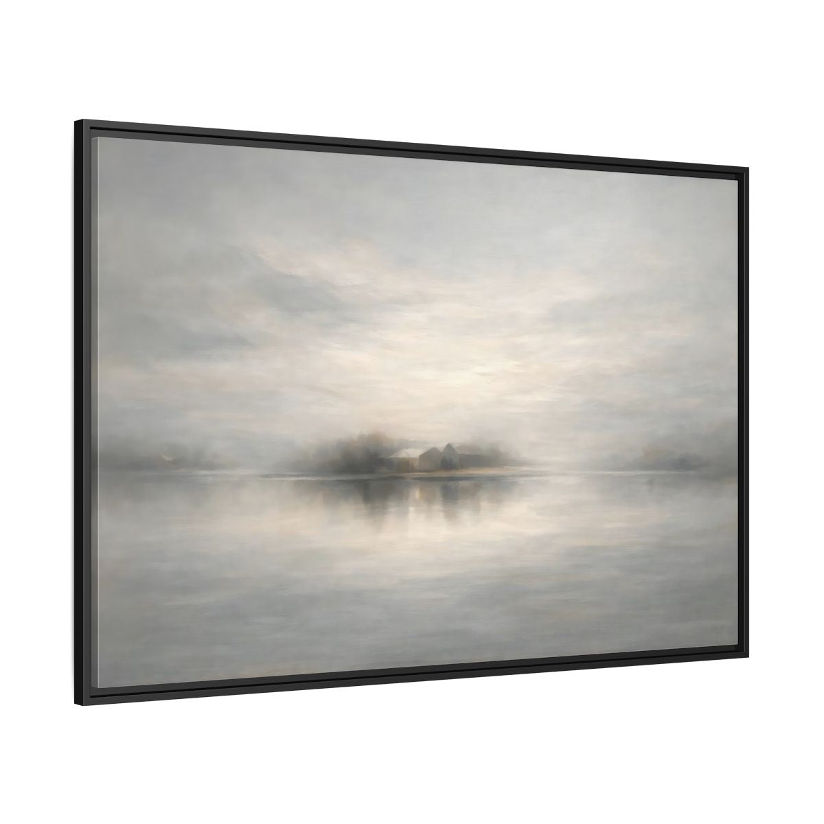 Side Mockup 12. Nature Misty Landscape Misty Gray Landscape shown as stretched canvas wall art