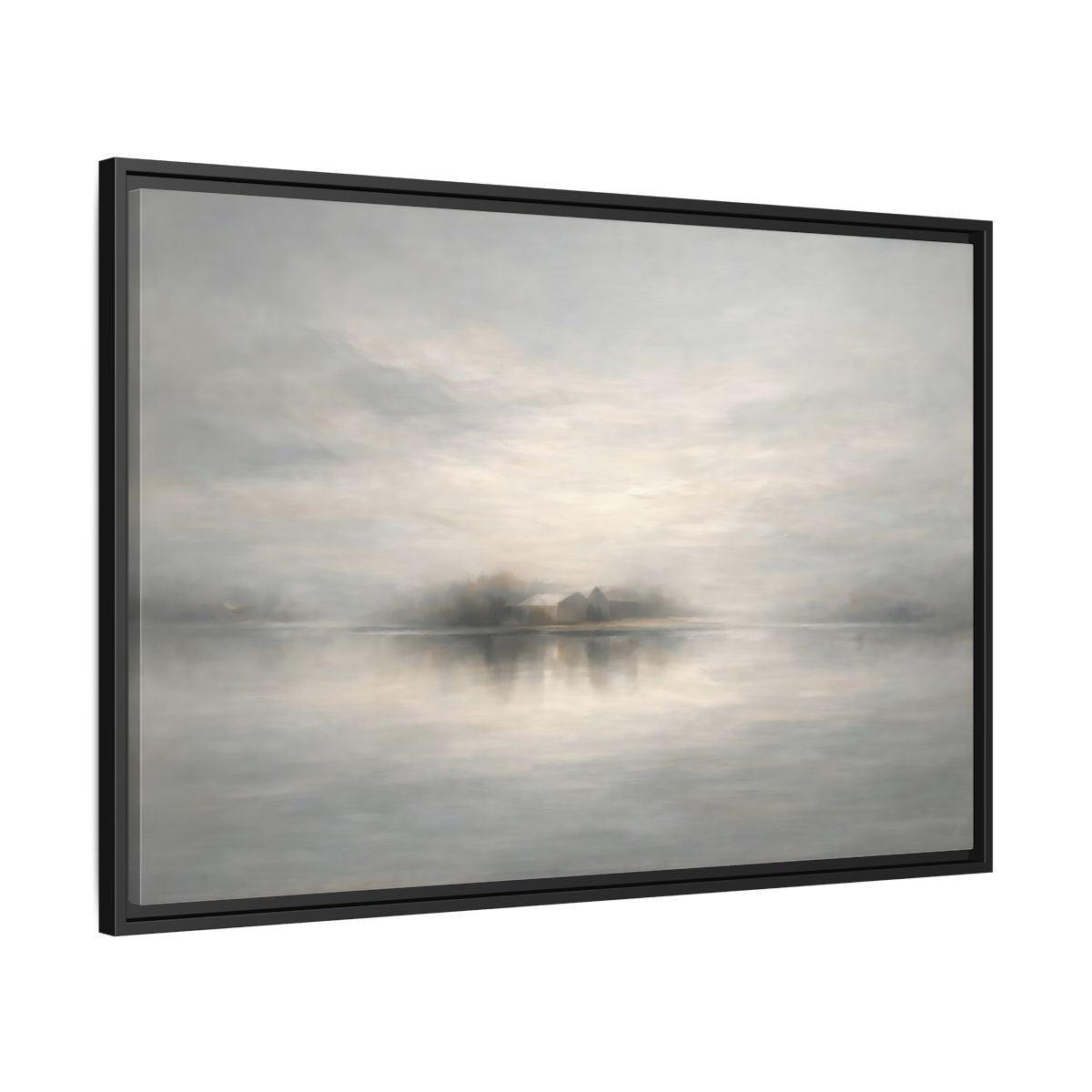 Side Mockup 13. Nature Misty Landscape Misty Gray Landscape shown as stretched canvas wall art