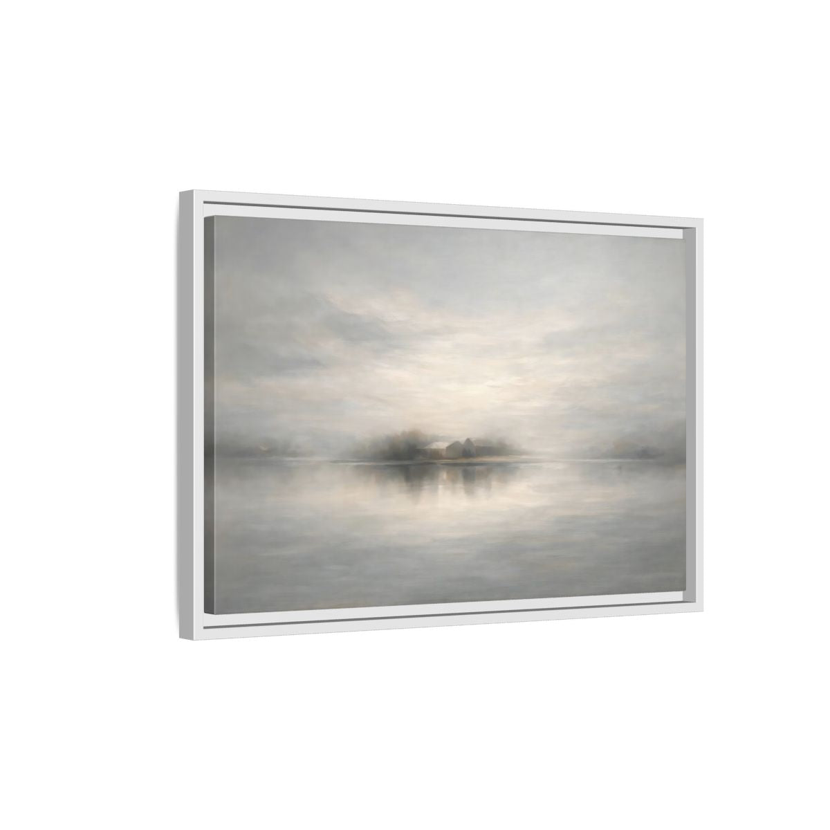 Side Mockup 1. Nature Misty Landscape Misty Gray Landscape shown as stretched canvas wall art