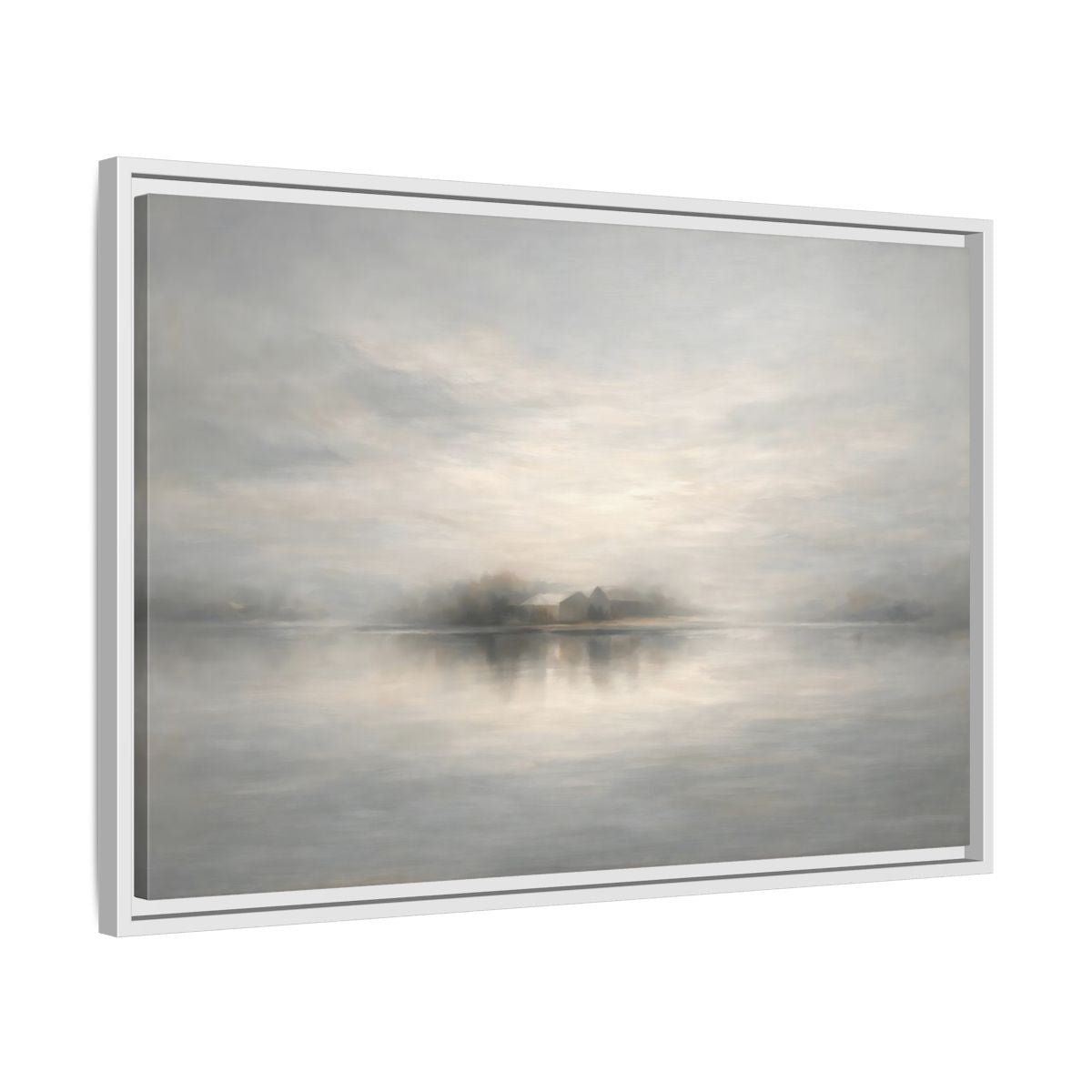 Side Mockup 10. Nature Misty Landscape Misty Gray Landscape shown as stretched canvas wall art