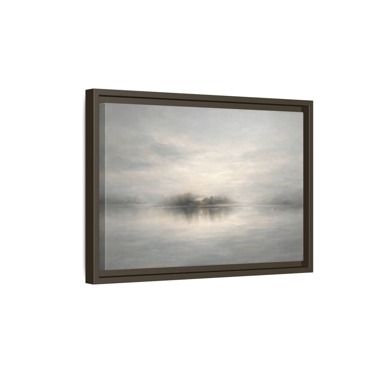 Side Mockup 5. Nature Misty Landscape Misty Gray Landscape shown as stretched canvas wall art