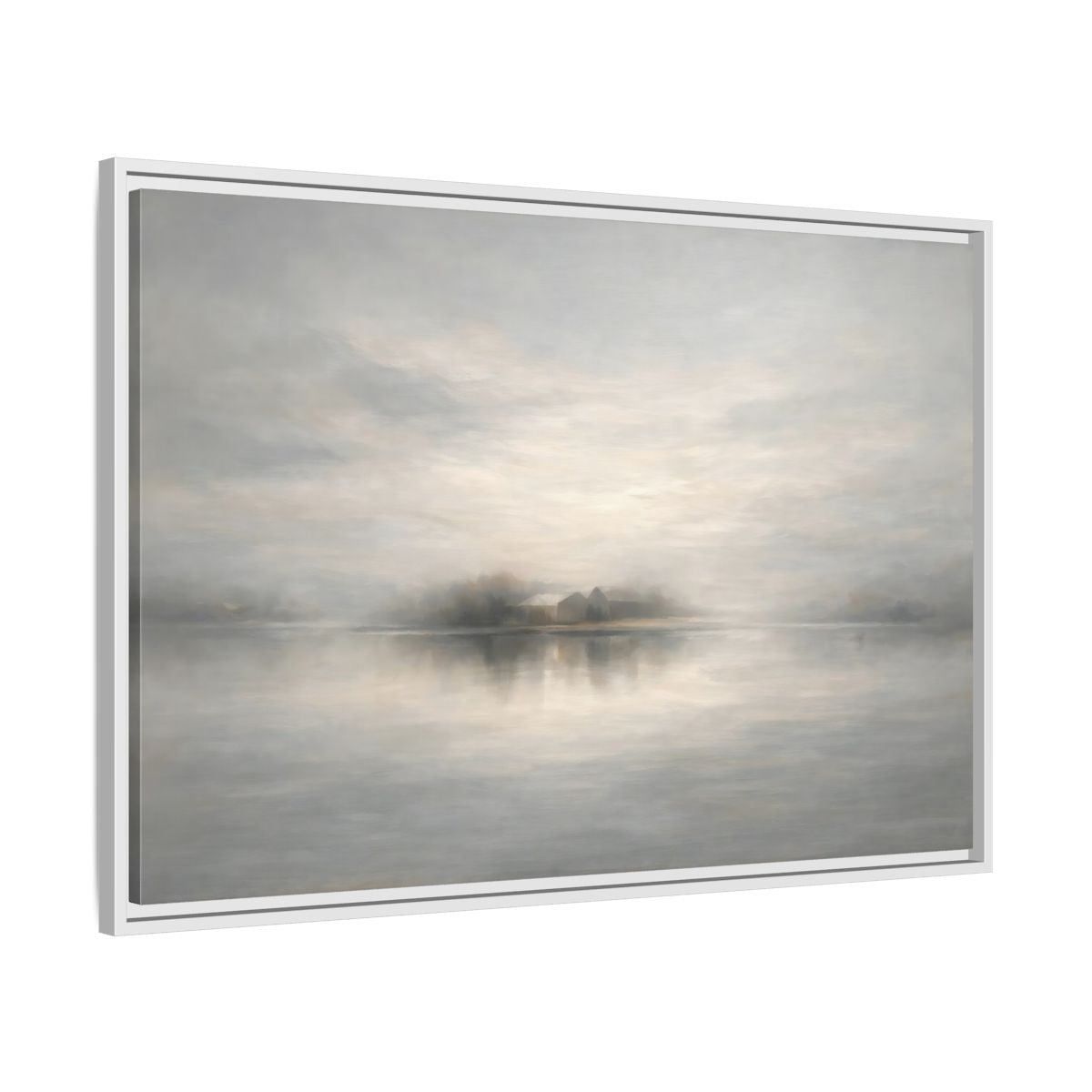 Side Mockup 8. Nature Misty Landscape Misty Gray Landscape shown as stretched canvas wall art