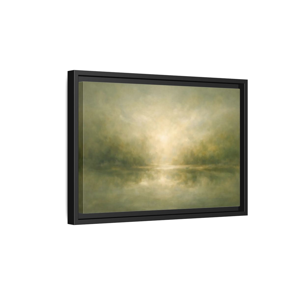 Side Mockup 6. Nature Misty Landscape Misty Green shown as stretched canvas wall art