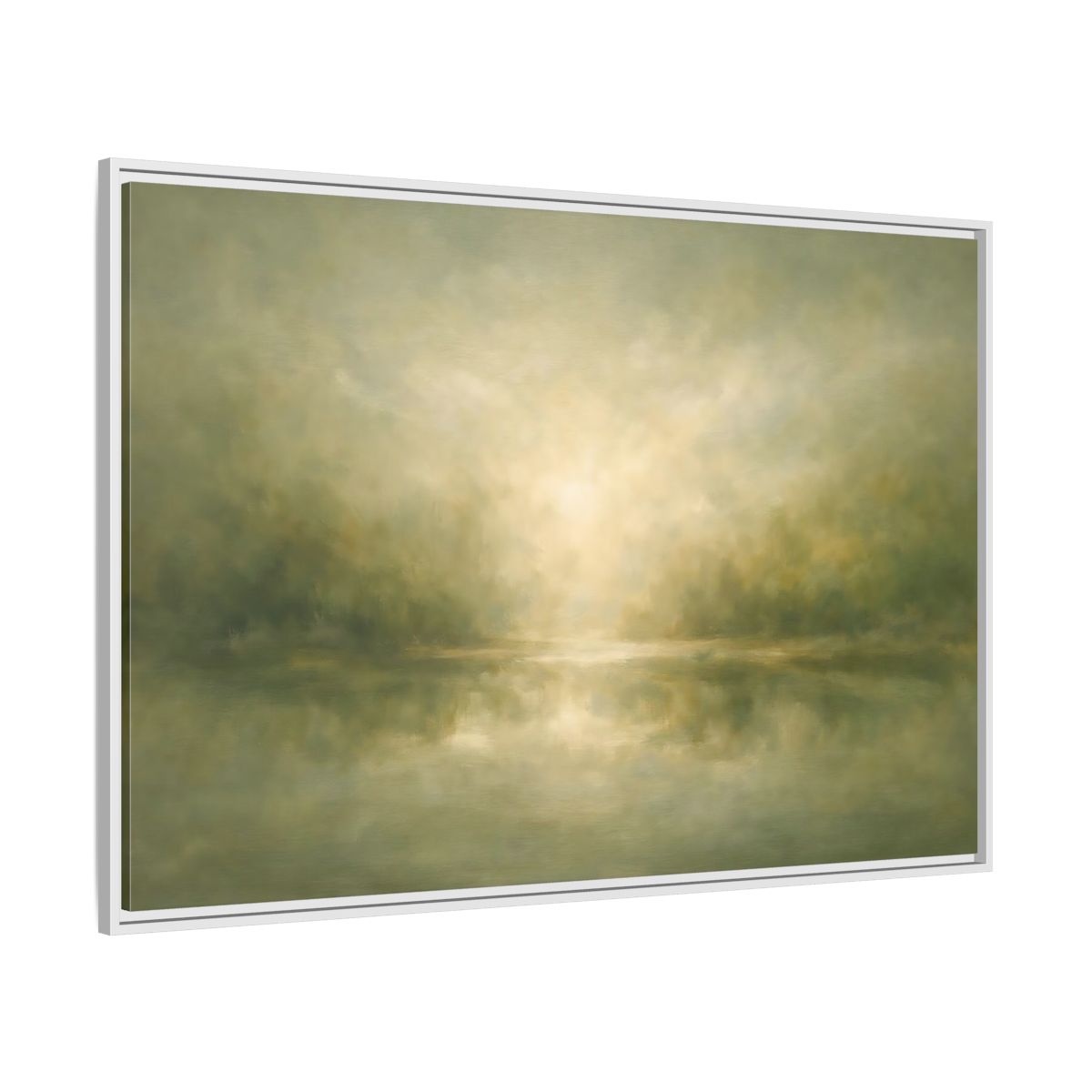 Side Mockup 7. Nature Misty Landscape Misty Green shown as stretched canvas wall art