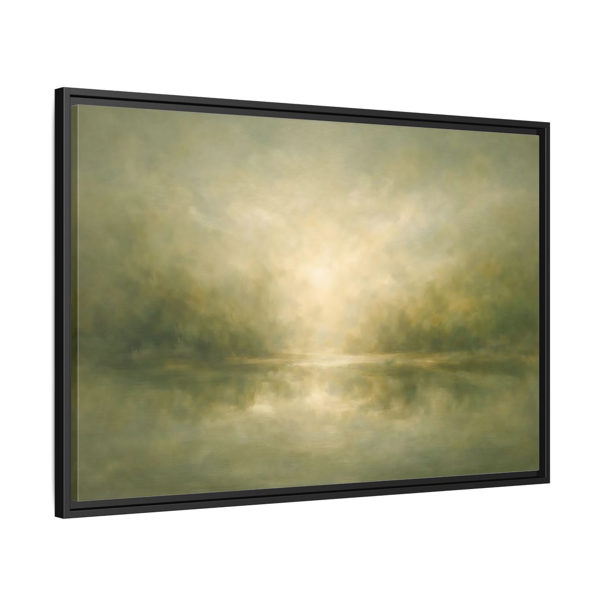 Side Mockup 13. Nature Misty Landscape Misty Green shown as stretched canvas wall art