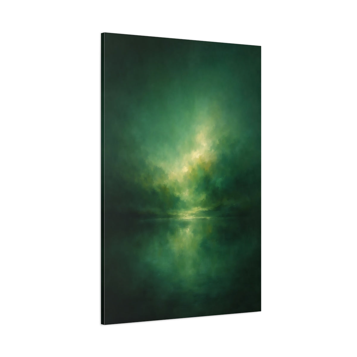 Main Mockup. Nature Misty Landscape Green Landscape shown as stretched canvas wall art