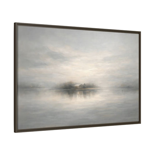 Main Mockup. Nature Misty Landscape Misty Gray Landscape shown as stretched canvas wall art