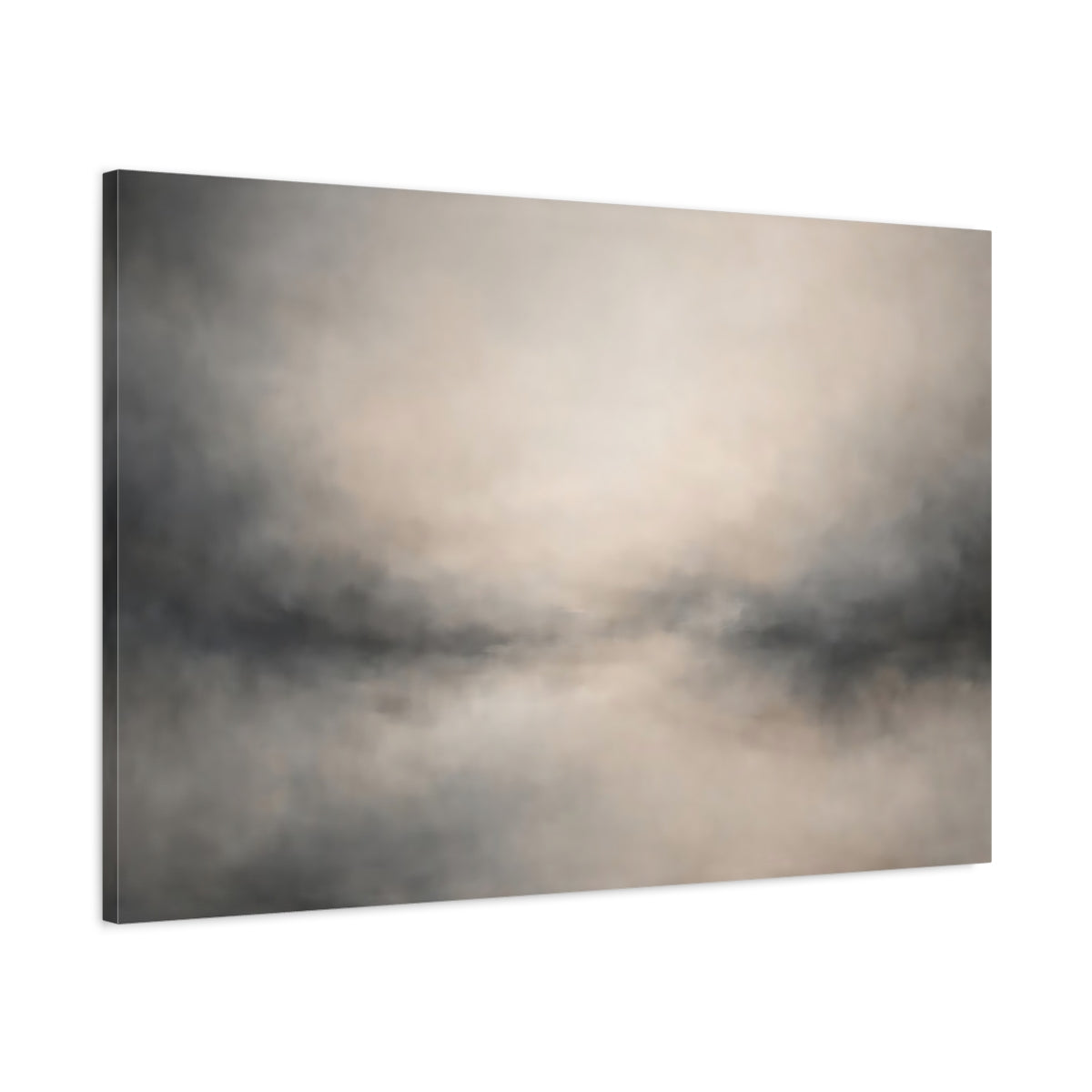 Side Mockup 1. Nature Misty Landscape Neutral Abstract shown as stretched canvas wall art