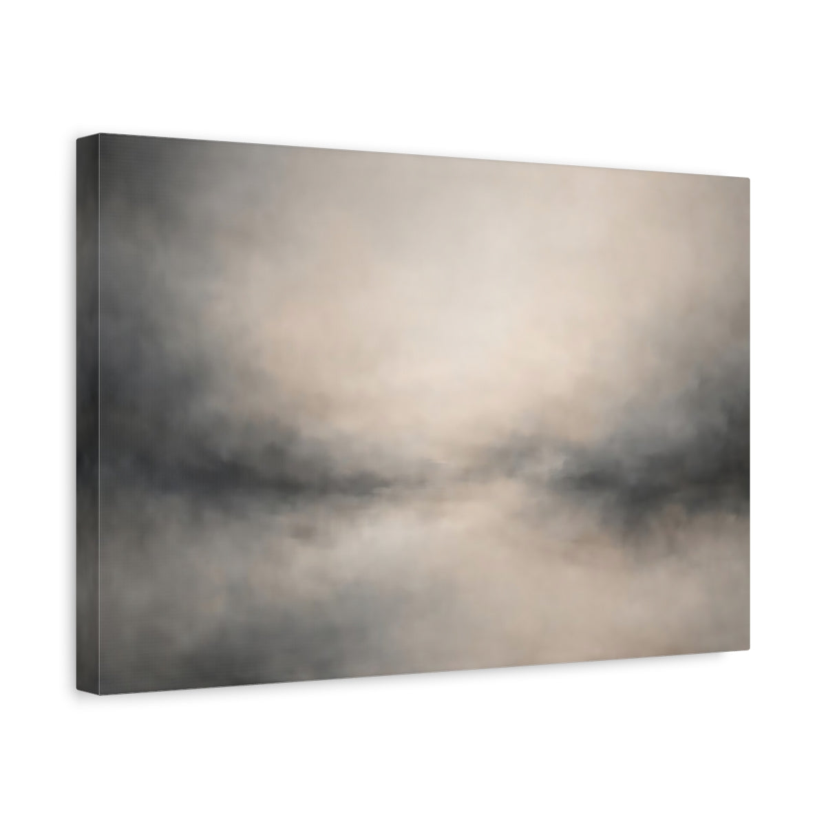 Side Mockup 4. Nature Misty Landscape Neutral Abstract shown as stretched canvas wall art
