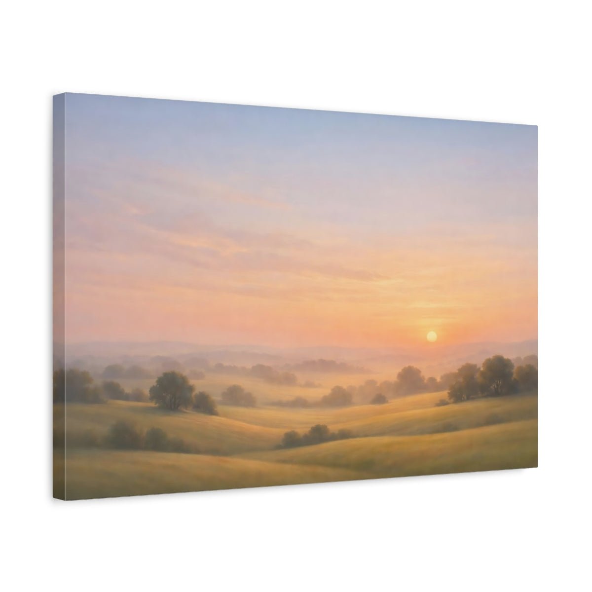 Nature Misty Landscape Orange Green - Canvas Wall Art Print - YesArtYes
