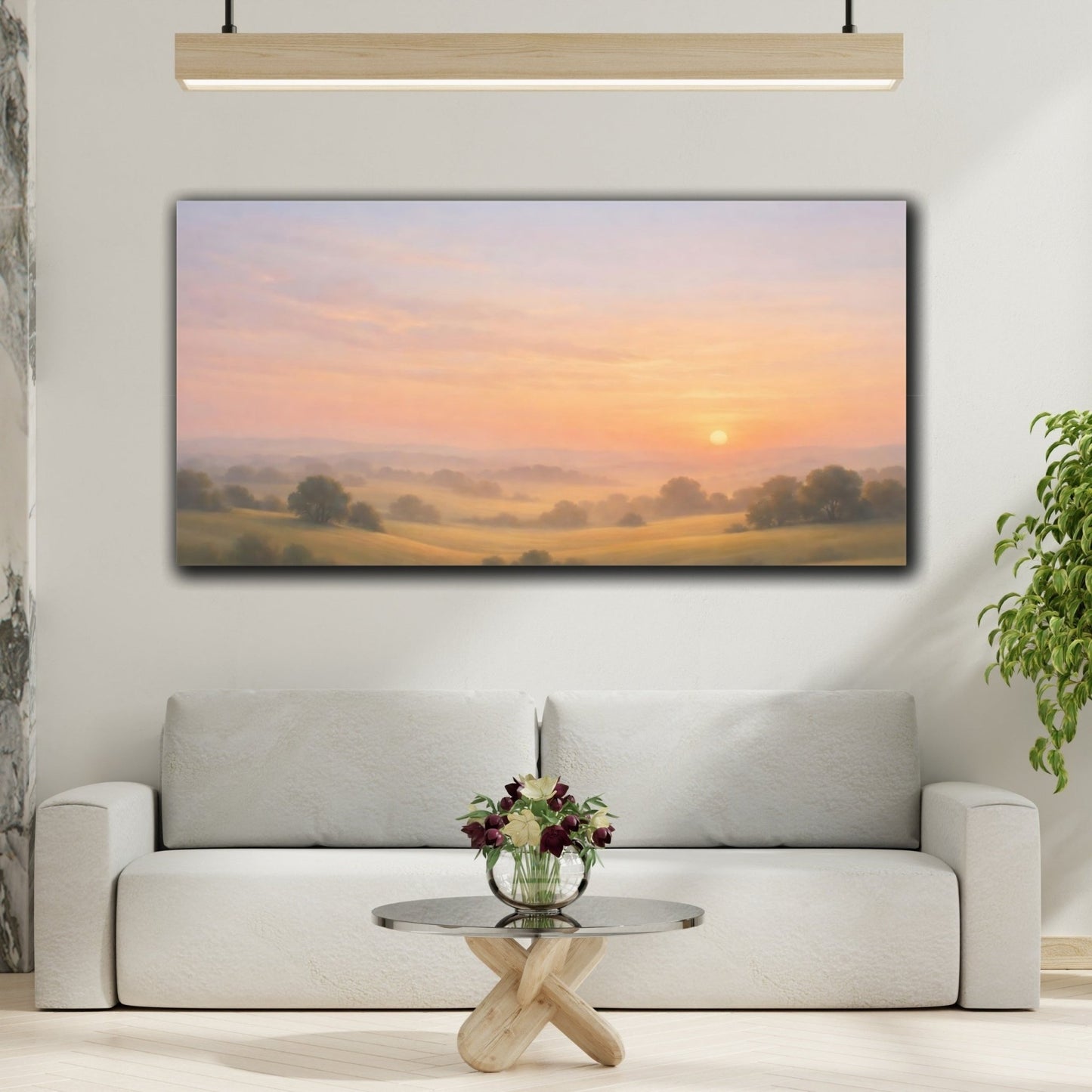 Nature Misty Landscape Pastel - Canvas Wall Art Print - YesArtYes