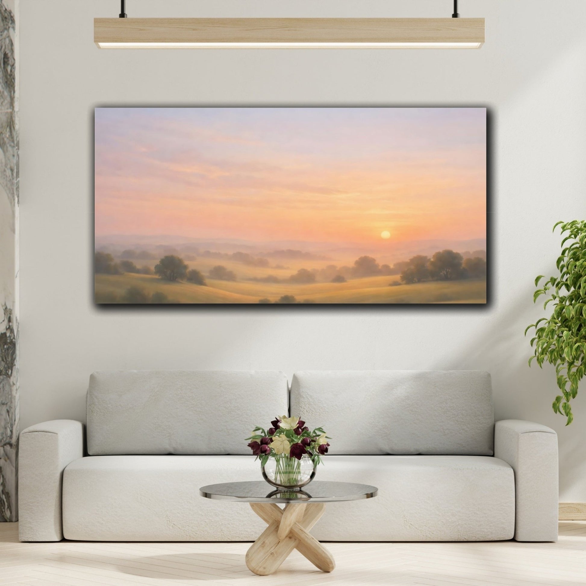 Nature Misty Landscape Pastel - Canvas Wall Art Print - YesArtYes