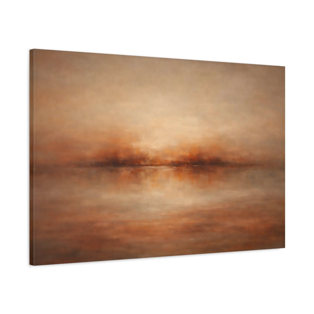 Side Mockup 1. Nature Misty Landscape Warm Abstract Landscape shown as stretched canvas wall art