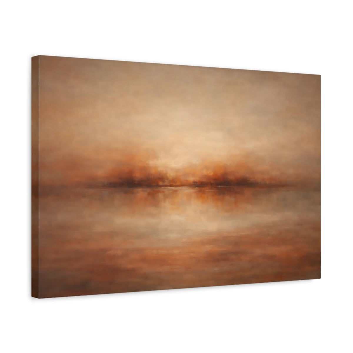 Side Mockup 3. Nature Misty Landscape Warm Abstract Landscape shown as stretched canvas wall art