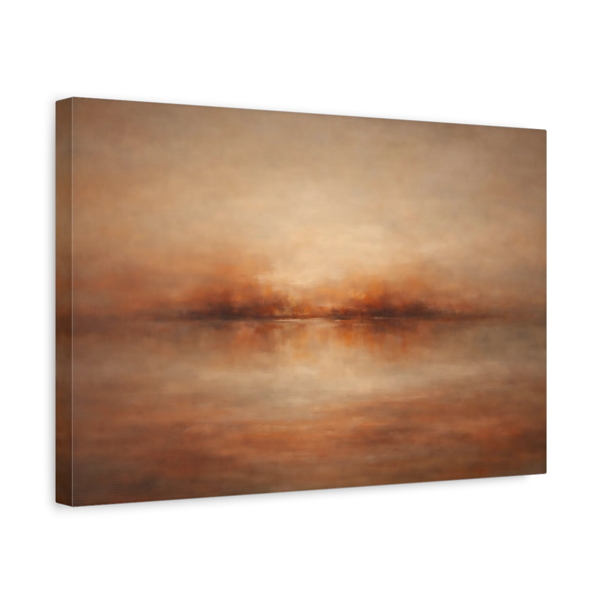 Side Mockup 4. Nature Misty Landscape Warm Abstract Landscape shown as stretched canvas wall art