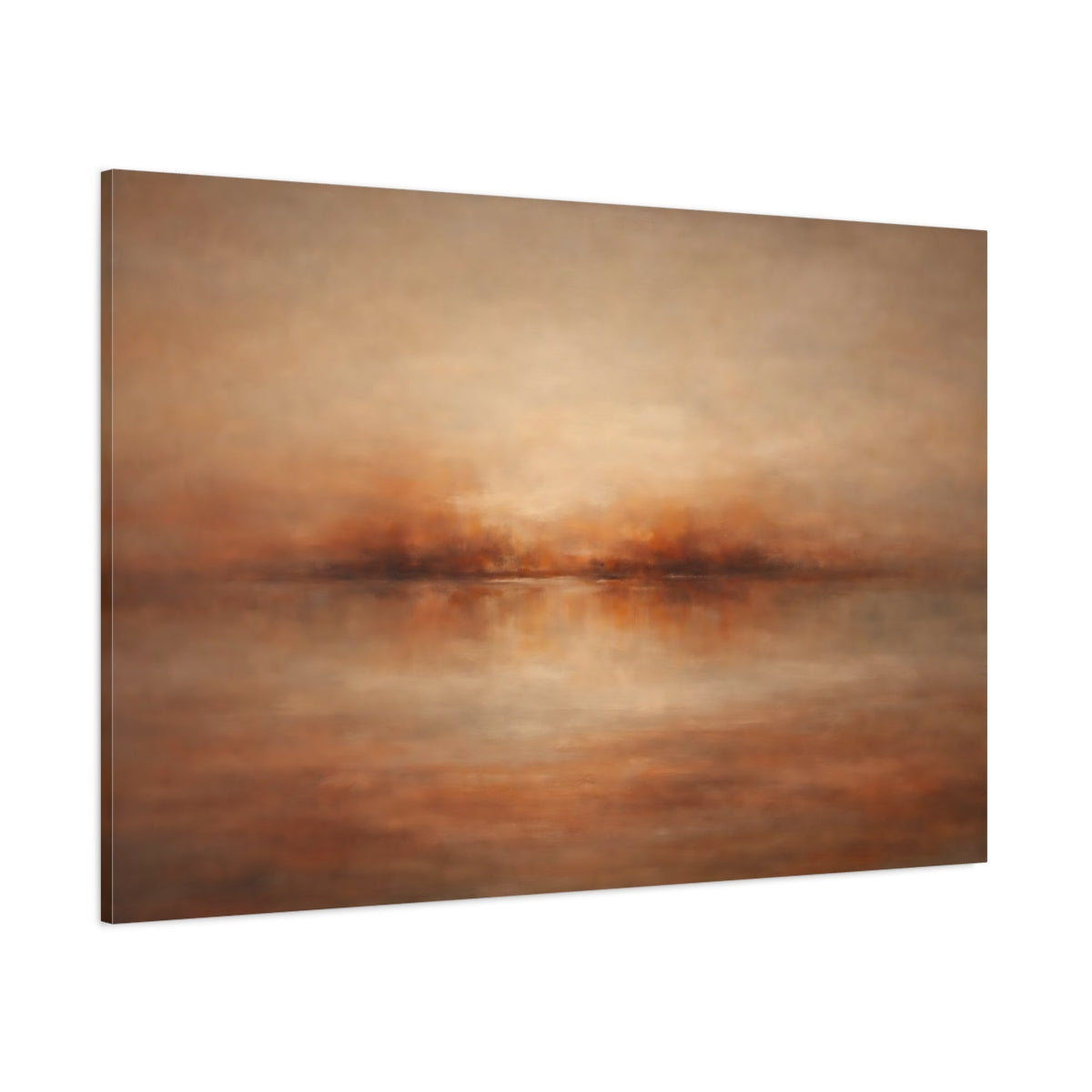 Main Mockup. Nature Misty Landscape Warm Abstract Landscape shown as stretched canvas wall art