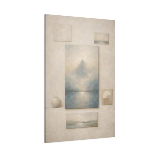 Nature Misty Mountain Misty Mountain Lake shown as stretched canvas wall art