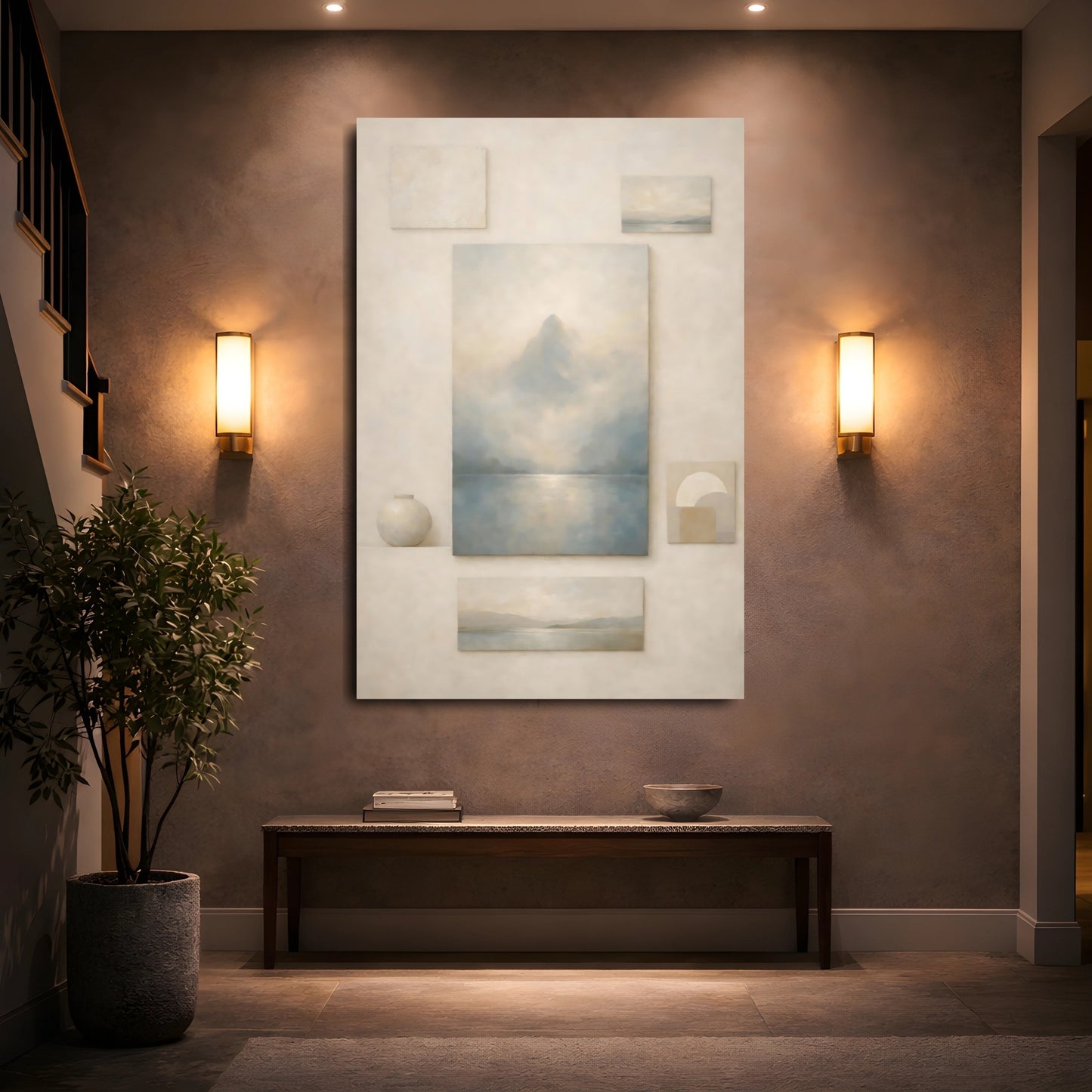 Nature Misty Mountain Misty Mountain Lake shown as front canvas room wall art