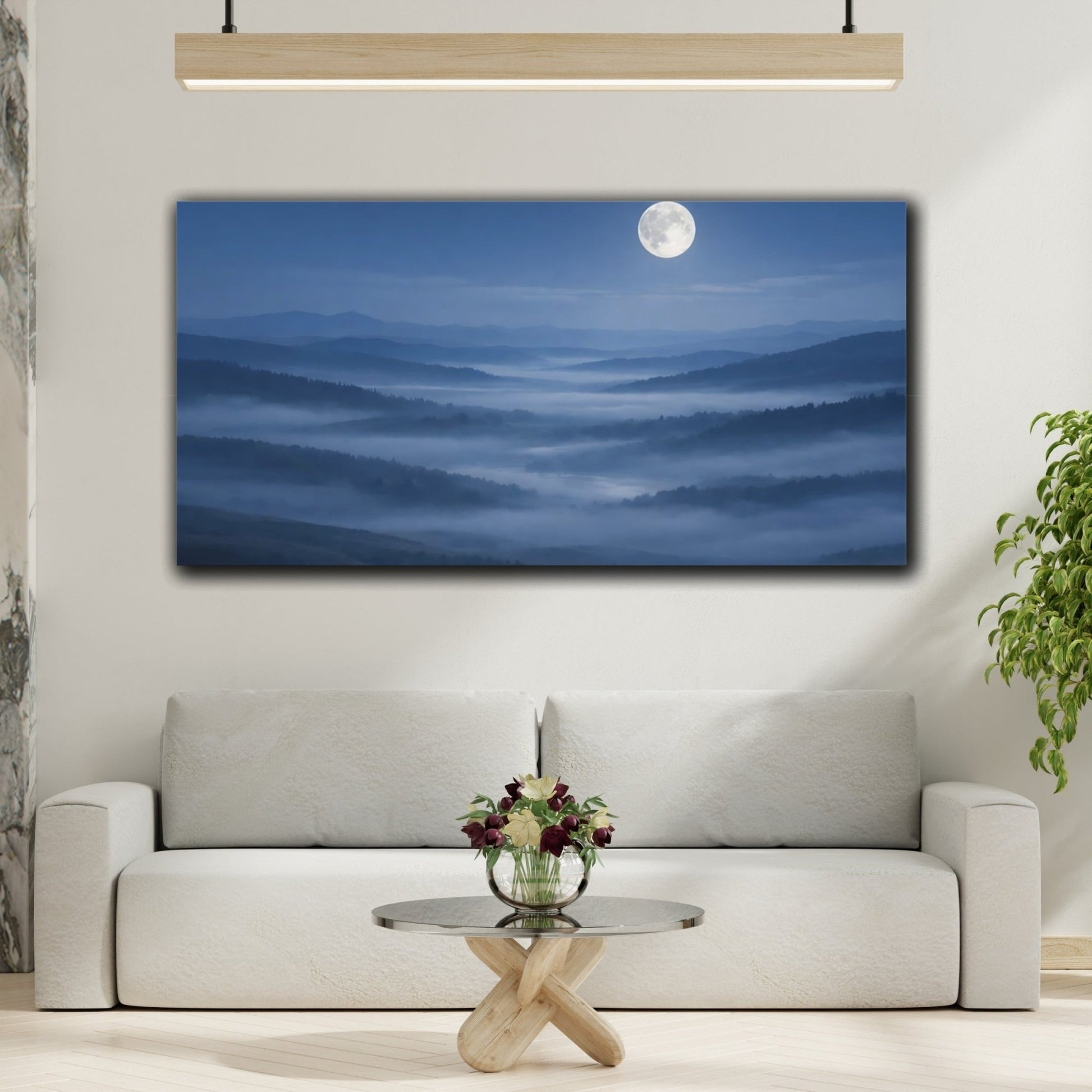 Nature Misty Mountains Blue - Canvas Wall Art Print - YesArtYes