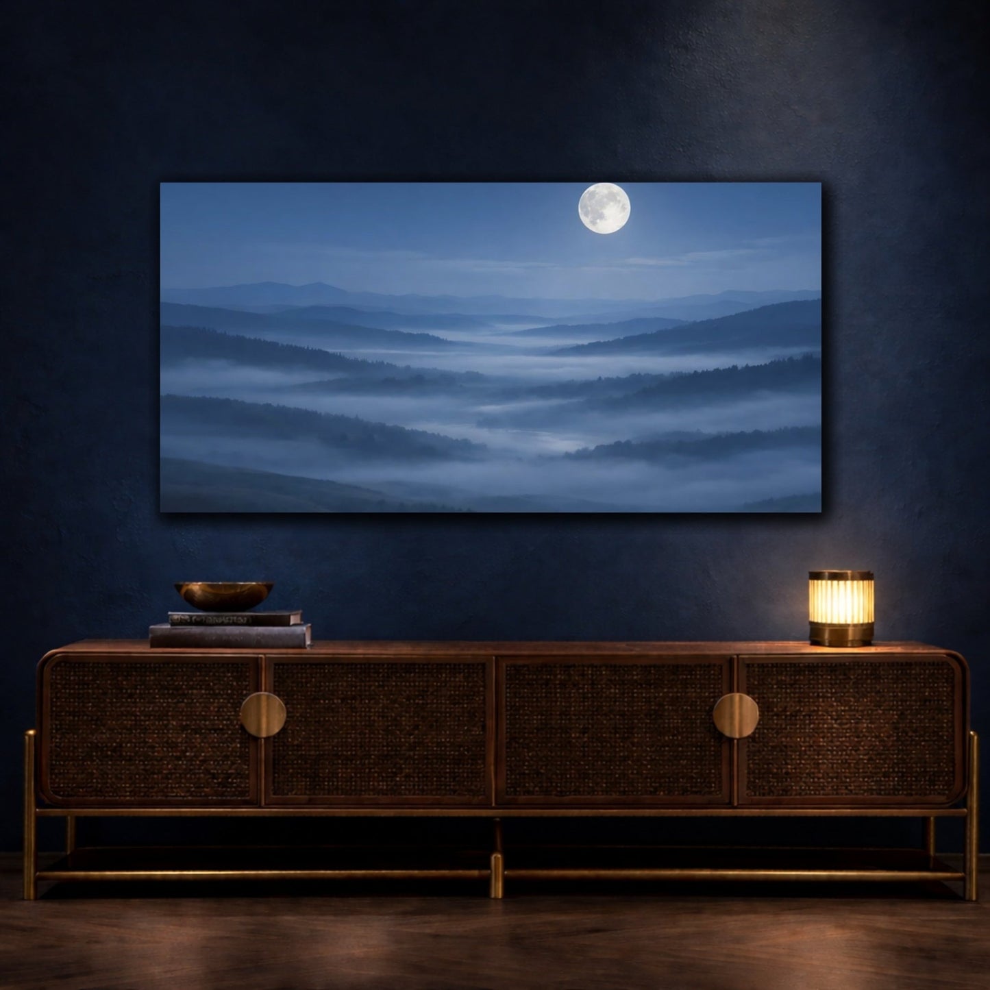 Nature Misty Mountains Blue - Canvas Wall Art Print - YesArtYes