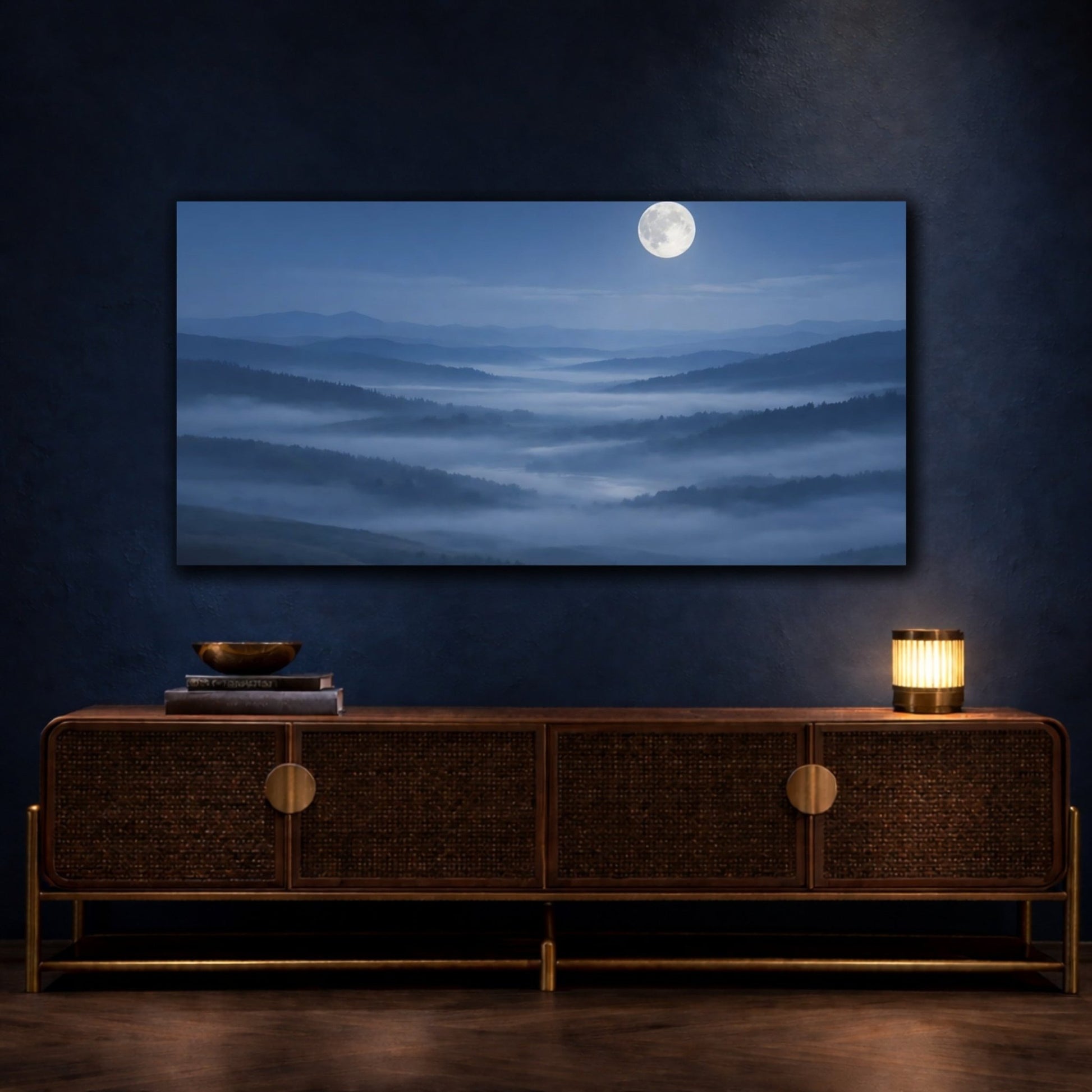 Nature Misty Mountains Blue - Canvas Wall Art Print - YesArtYes