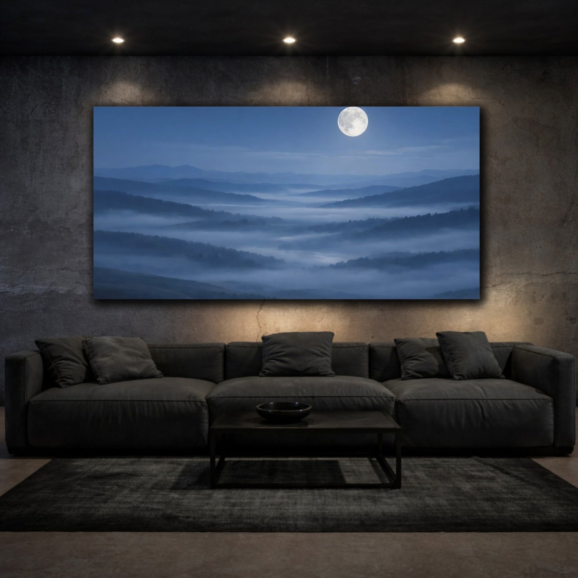 Nature Misty Mountains Blue - Canvas Wall Art Print - YesArtYes