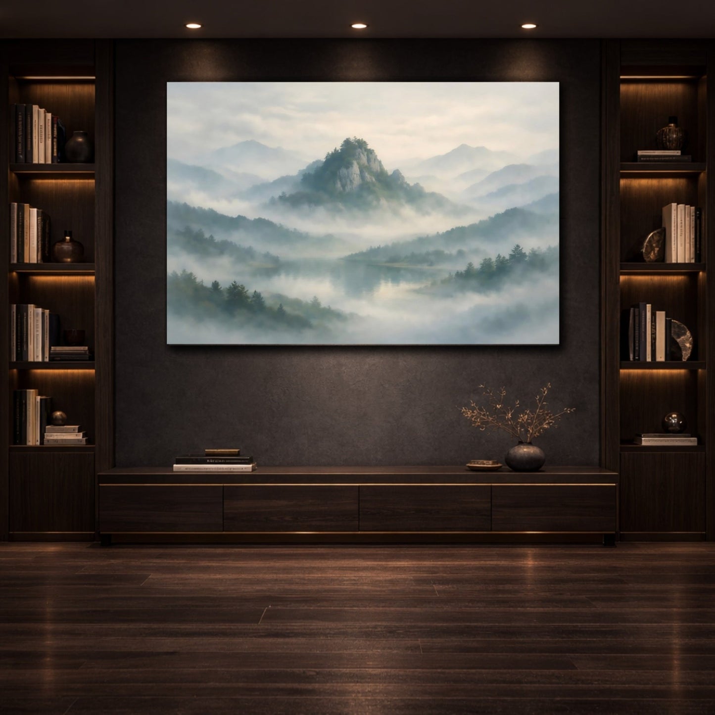 Nature Misty Mountains Landscape - Canvas Wall Art Print - YesArtYes